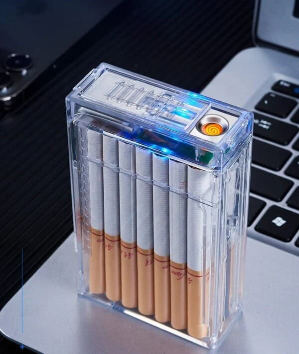 AKRYLOWA PAPIEROŚNICA Z ZAPALNICZKĄ ELEKTRYCZNĄ LIGHTCASE™ - obrazek 9