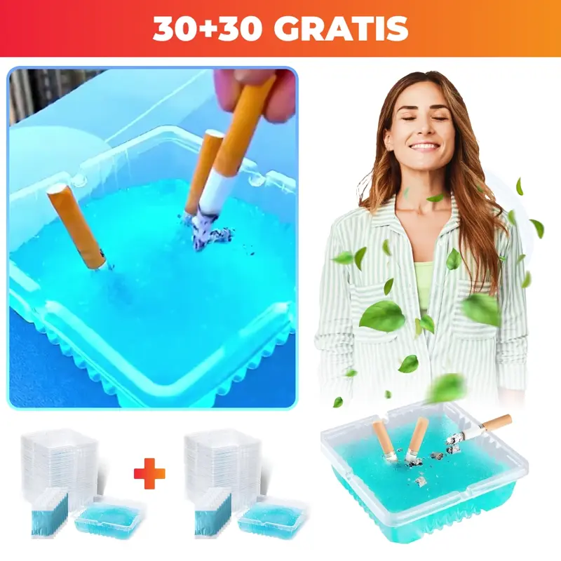 ASHFRESH: Przenośna popielniczka eliminująca dym i nieprzyjemny zapach - 30+30 gratis