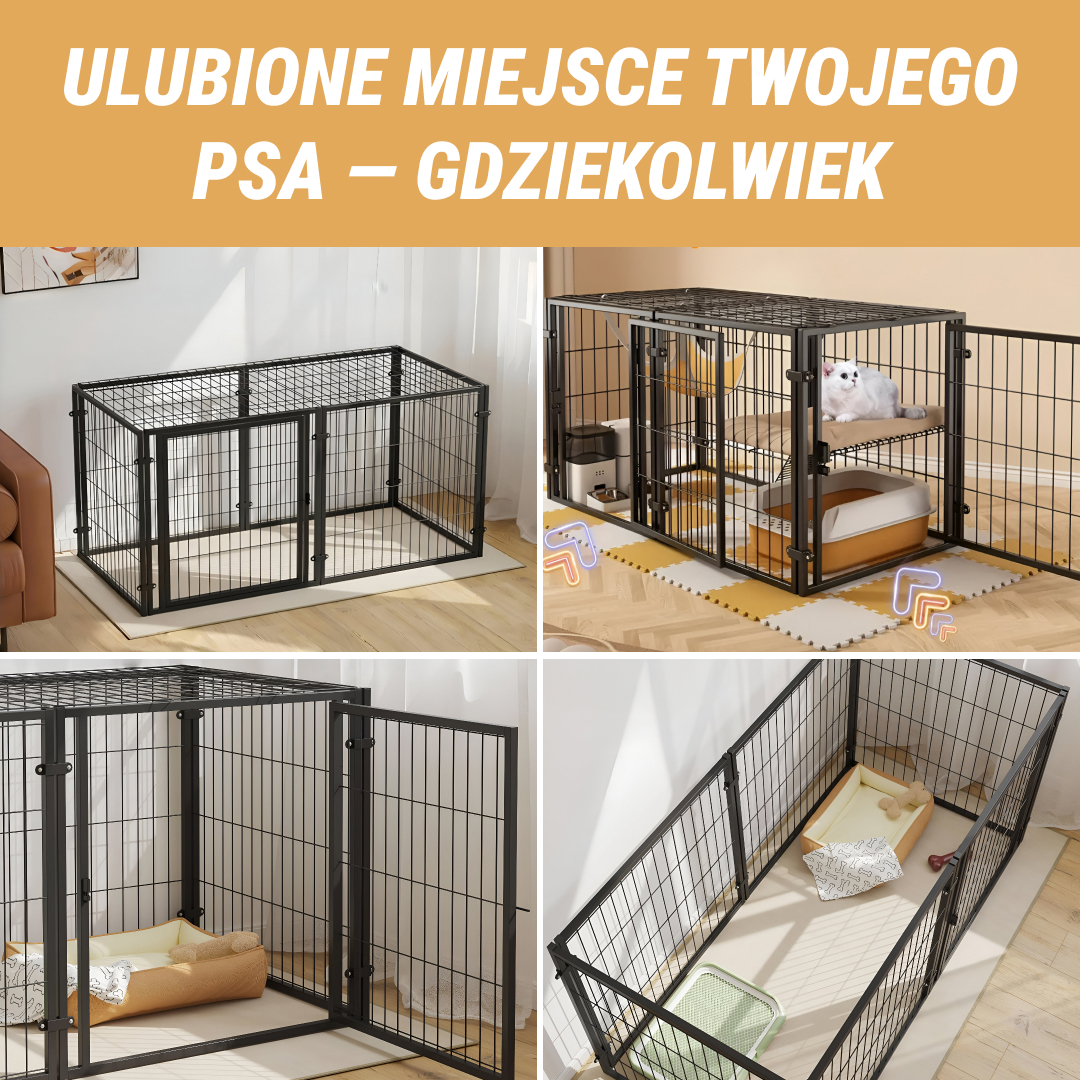 Pawz™ - Wielofunkcyjny składany kojec dla psa z drzwiczkami i zdejmowanym dachem - obrazek 2