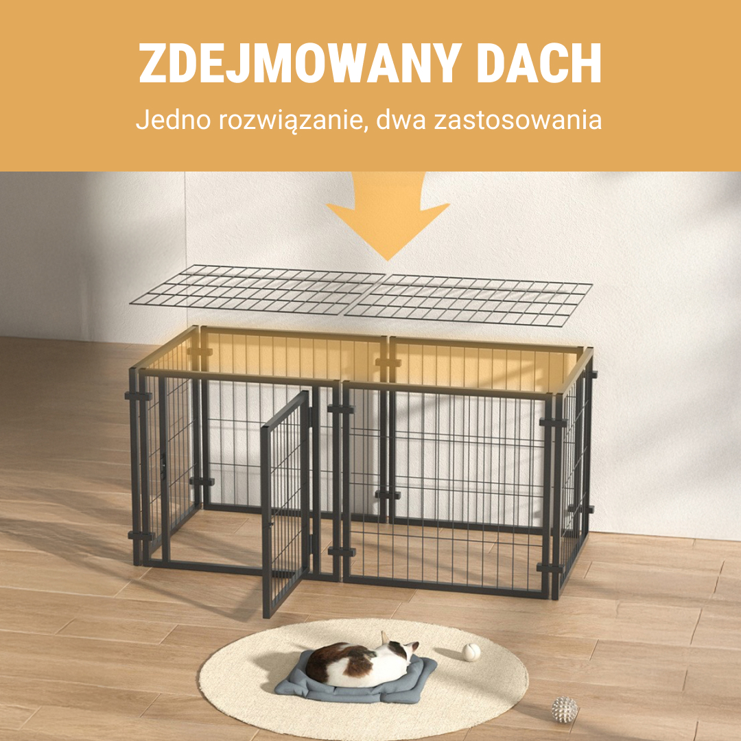 Pawz™ - Wielofunkcyjny składany kojec dla psa z drzwiczkami i zdejmowanym dachem - obrazek 3