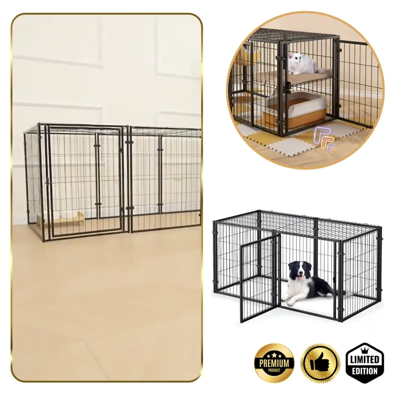 Pawz™ - Wielofunkcyjny składany kojec dla psa z drzwiczkami i zdejmowanym dachem